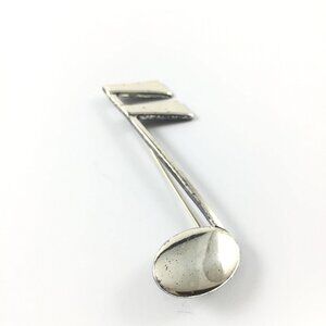 Sterling Silver Music Note LANG Statement Brooch Pin Sixteenth